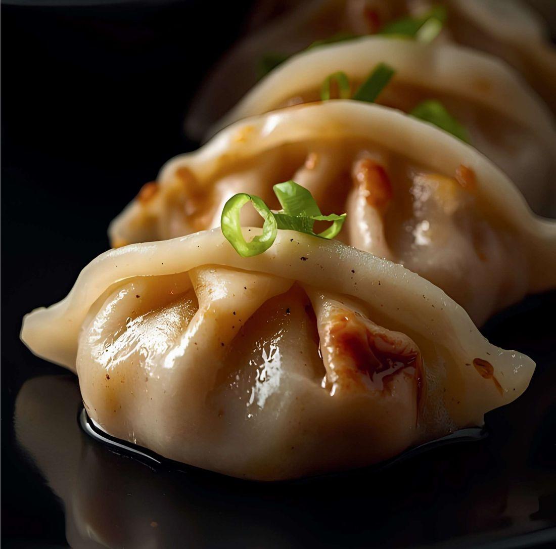 Steamed momos with dipping sauce